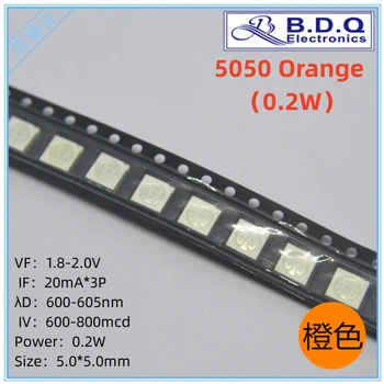 100ks SMD LED 5050 Oranžová LED Lampa Korálky Veľkosť 5050 Light-emitting Diode Vysoké Svetlé Kvality